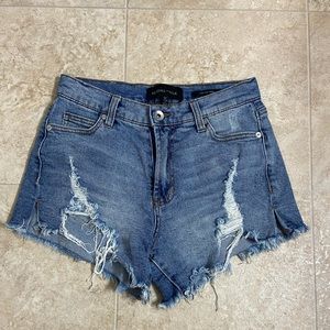 Kendall and Kylie distressed denim jean shorts